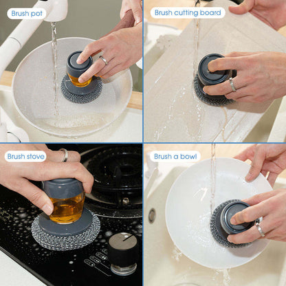 PET Soap Dispensing Palm Scrub Cleaning Brush